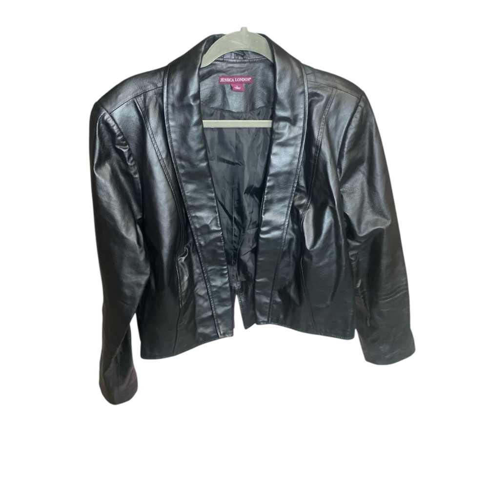 Women's Jessica London Black Genuine Leather Jacket Size 16